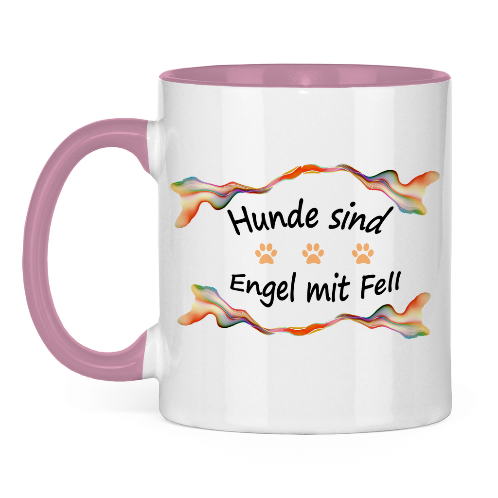 Tasse zweifarbig "Fantasie Engel mit Fell orange Pfoten"