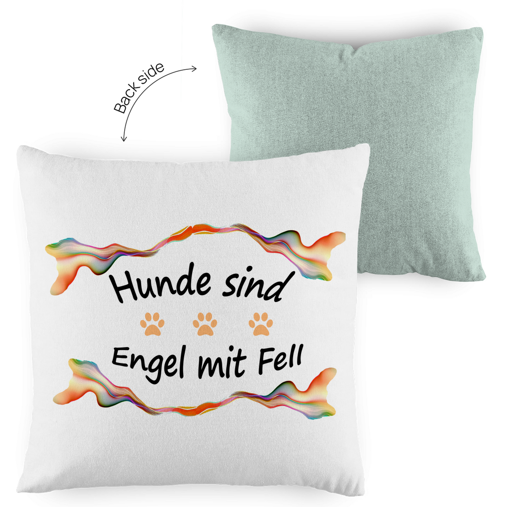 Kopfkissen zweifarbig "Fantasie - Engel mit Fell orange Pfoten"