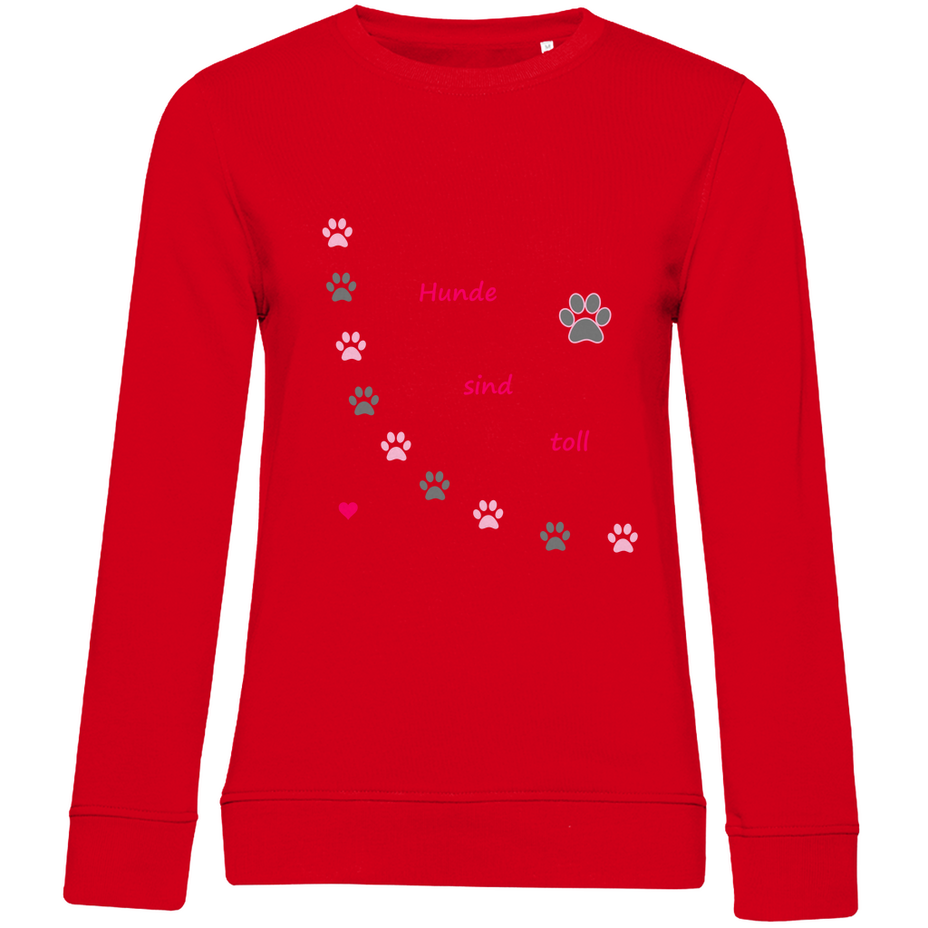 Damen Premium Bio Sweatshirt Pfotenhundherzrosagrau1