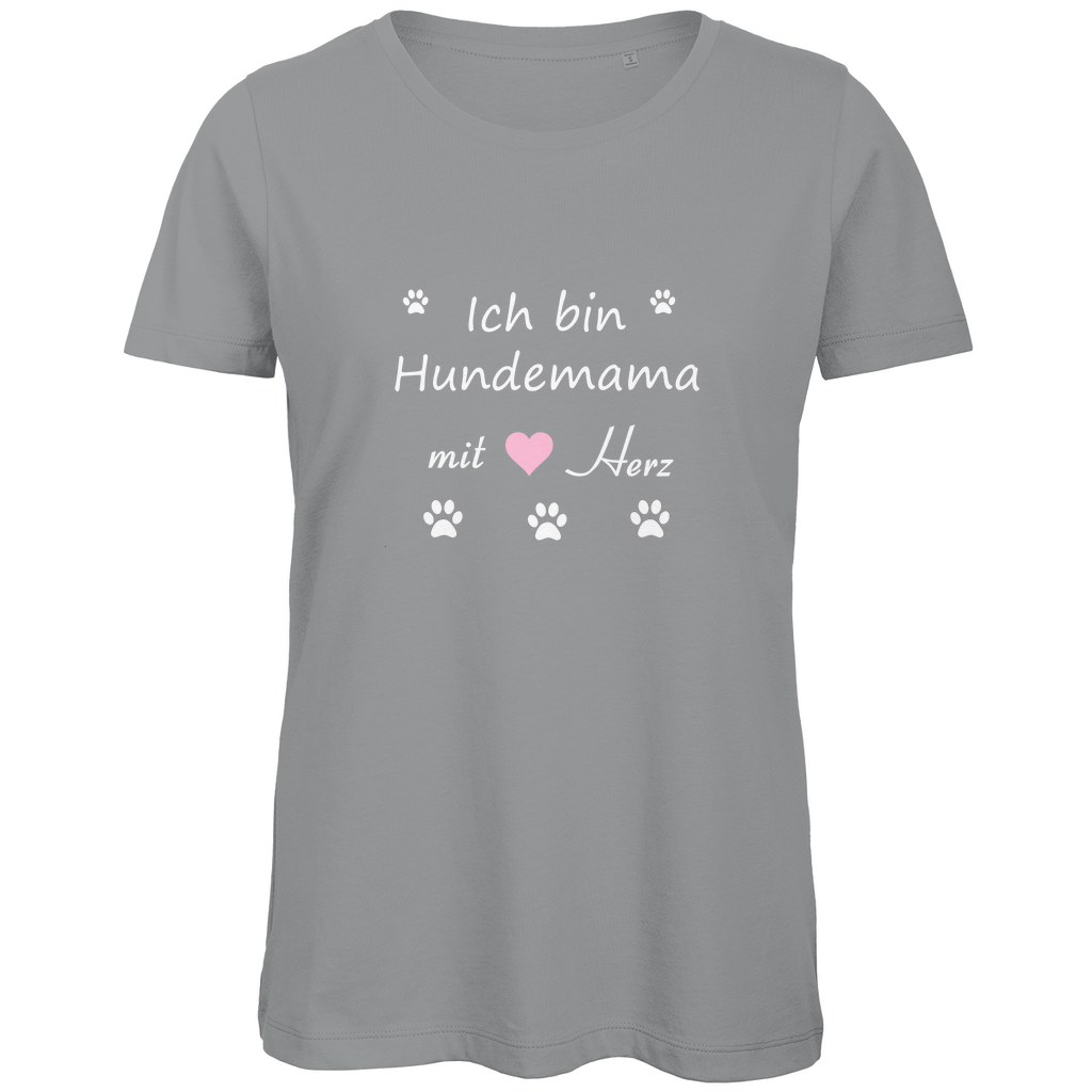 Damen Premium Bio T-Shirt mit dem Hundedesign "Hundemama rosa Herz"