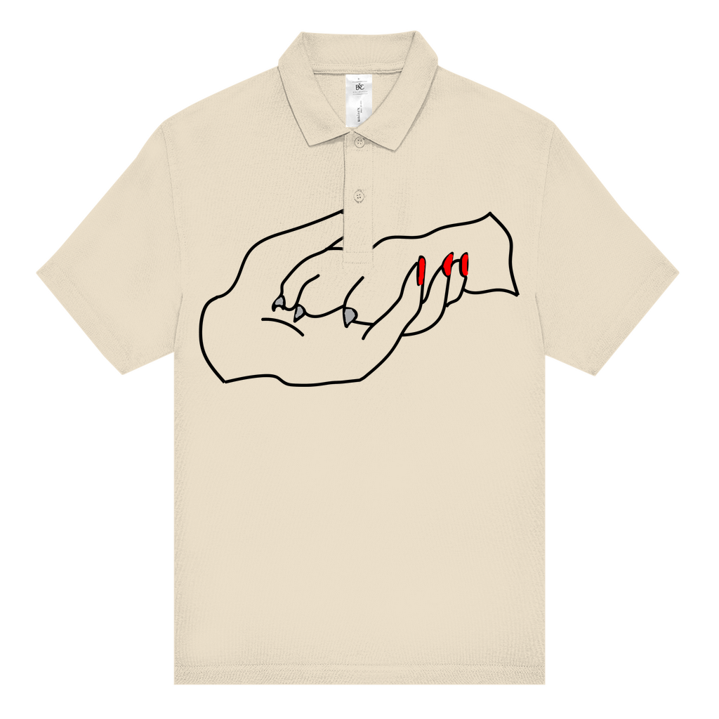 Unisex–Poloshirt mit Hundedesign: „Handpfoterotgrau 1“