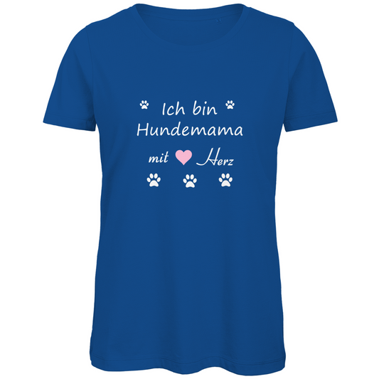 Damen Premium Bio T-Shirt mit dem Hundedesign "Hundemama rosa Herz"