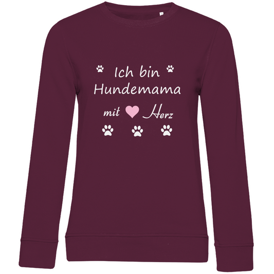 Damen Premium Bio Sweatshirt mit Hundedesign "Hundemama mit rosa Herz"