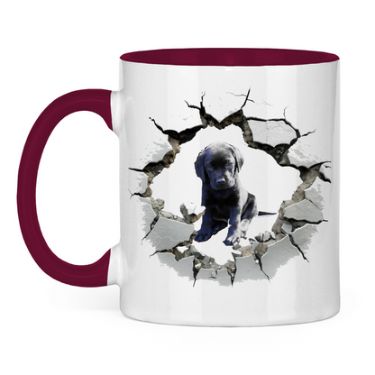 Tasse zweifarbig "Wanddurchbruch Welpe 1"