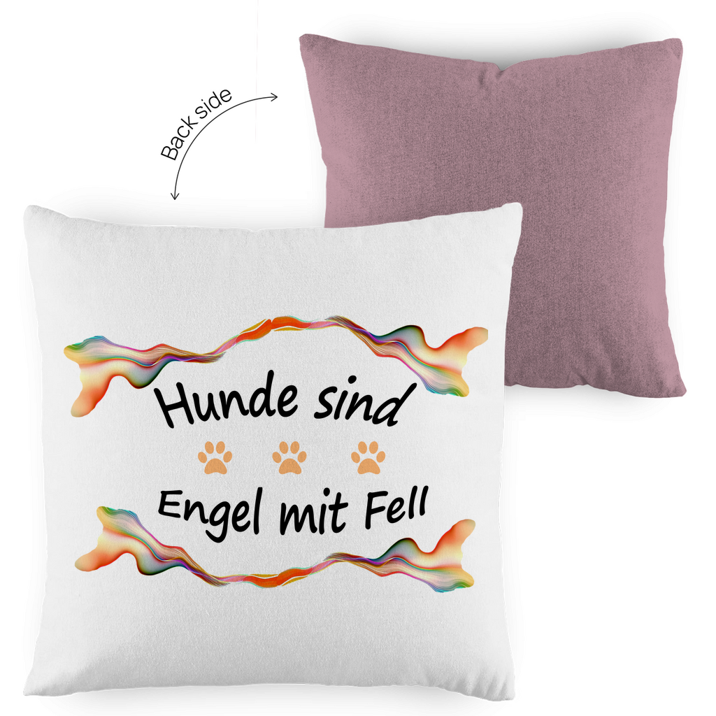 Kopfkissen zweifarbig "Fantasie - Engel mit Fell orange Pfoten"