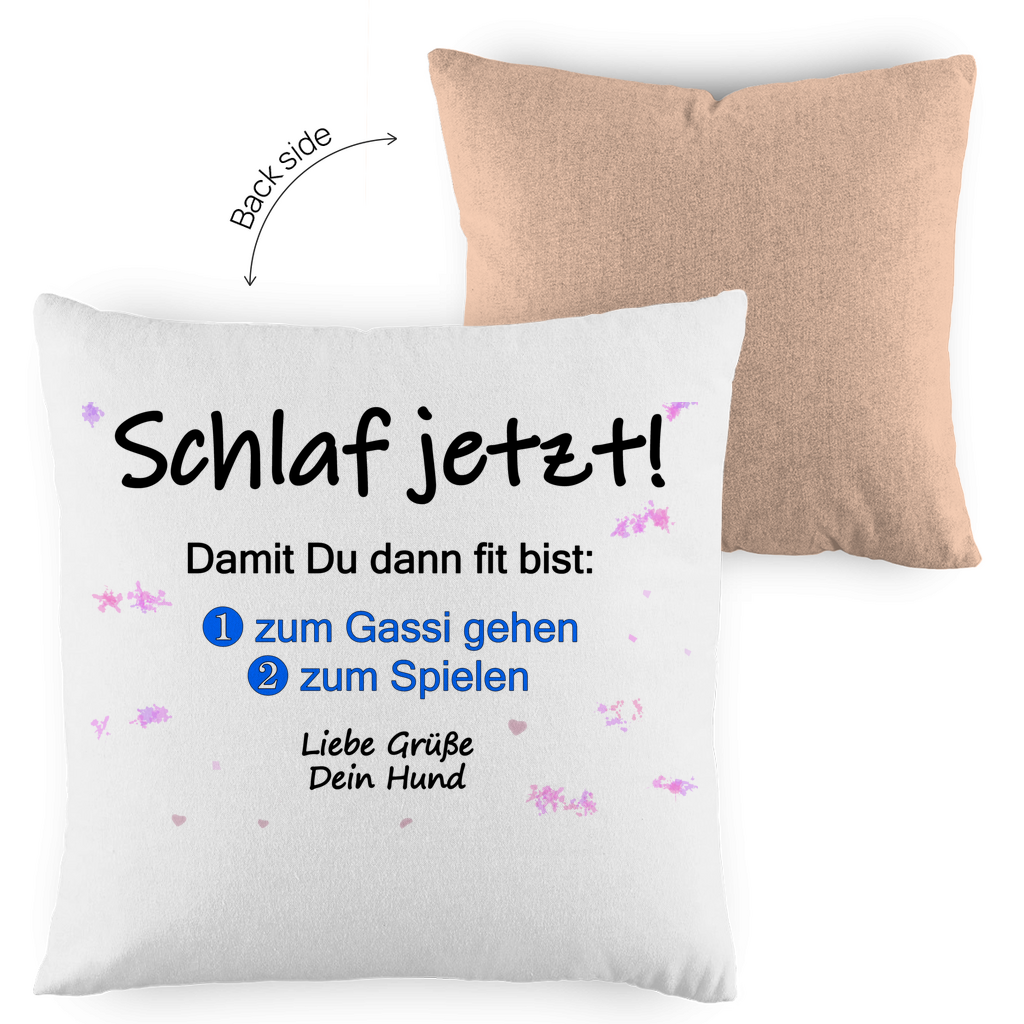 Kopfkissen zweifarbig mit "Schlaf jetzt“ - Design
