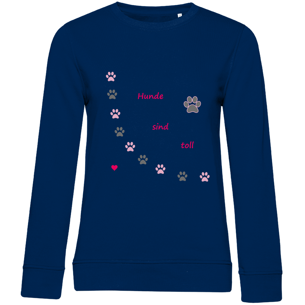 Damen Premium Bio Sweatshirt Pfotenhundherzrosagrau1