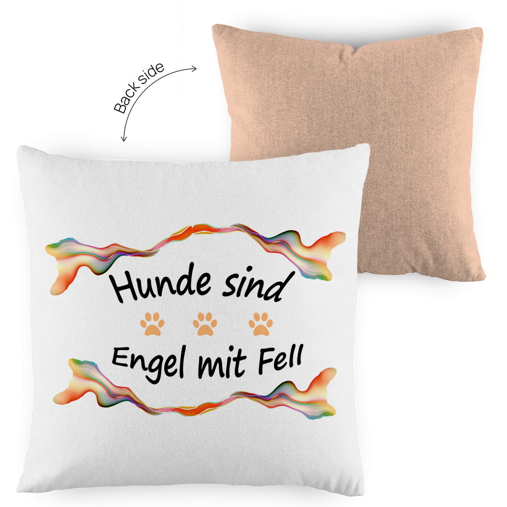 Kopfkissen zweifarbig "Fantasie - Engel mit Fell orange Pfoten"