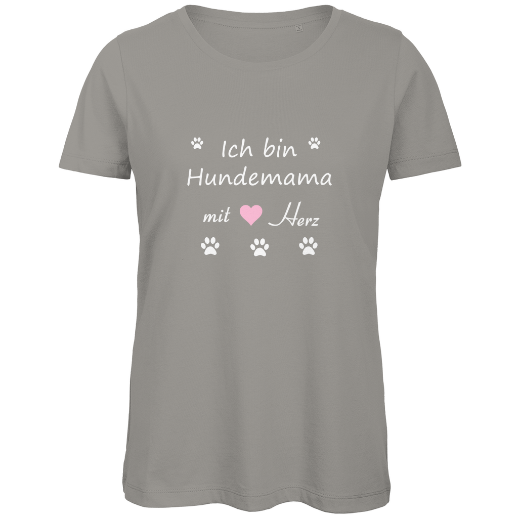Damen Premium Bio T-Shirt mit dem Hundedesign "Hundemama rosa Herz"