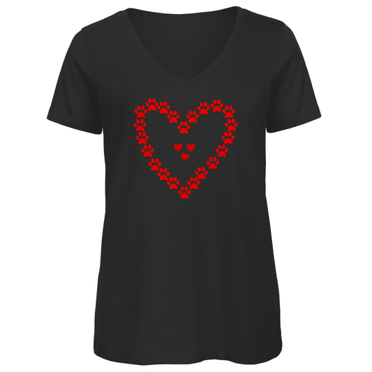 Damen Premium Bio V-Neck T-Shirt im Hundesign "HerzinHerzpfoten1"