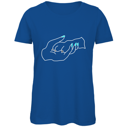 Damen Bio – Premium T-Shirt mit dem Hundedesign: „Handpfote türkis 1“