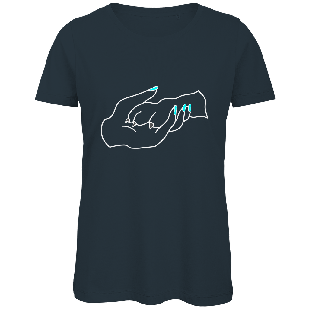 Damen Bio – Premium T-Shirt mit dem Hundedesign: „Handpfote türkis 1“