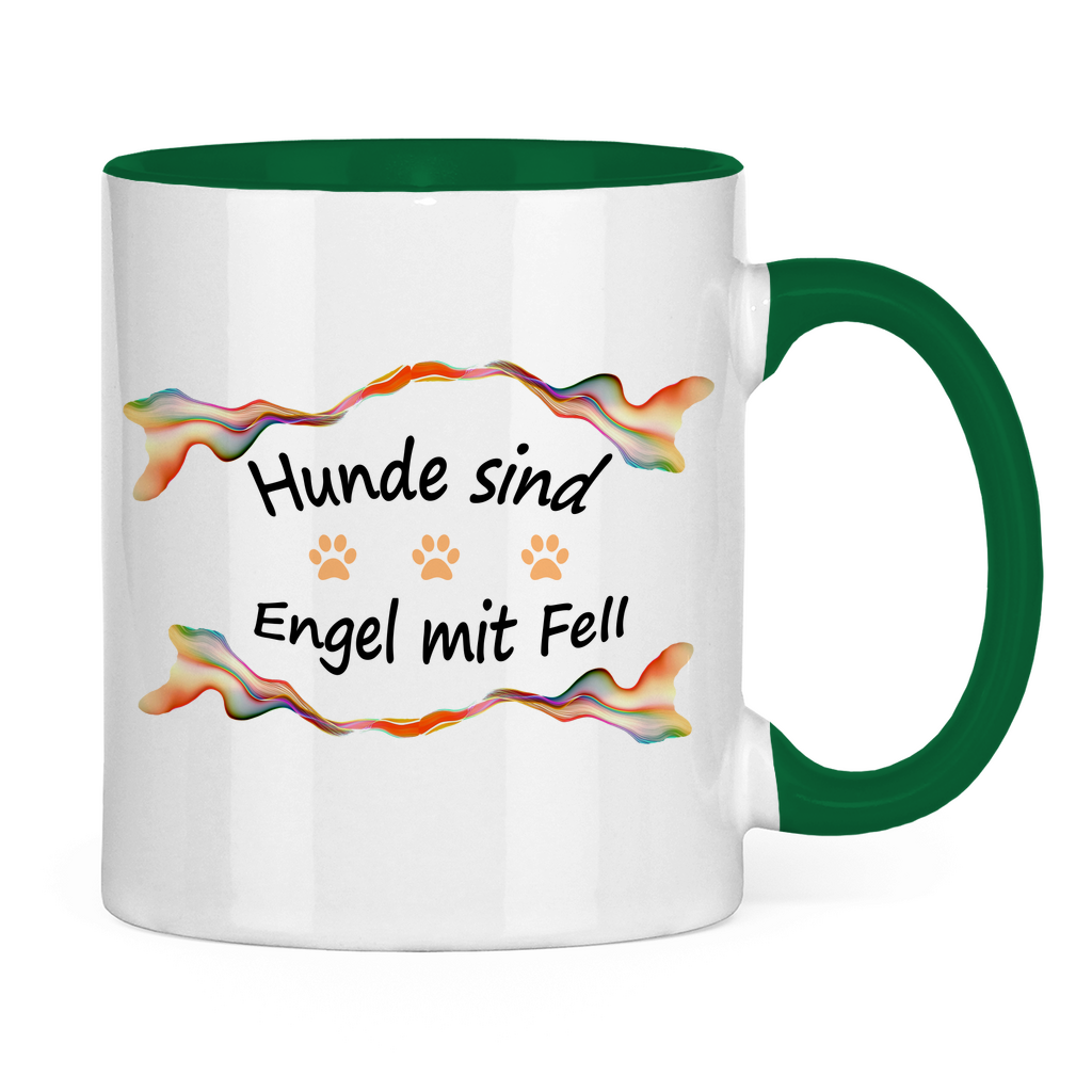 Tasse zweifarbig "Fantasie Engel mit Fell orange Pfoten"