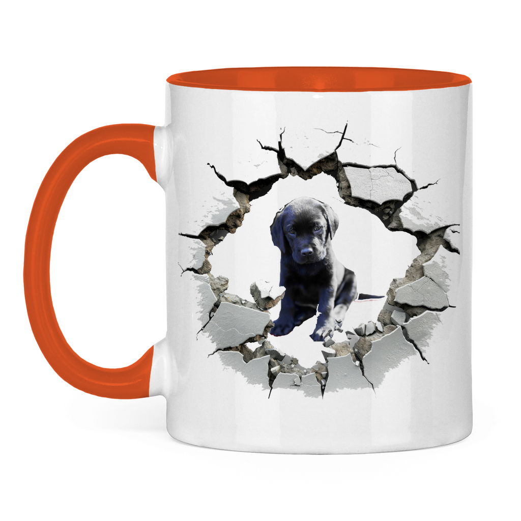 Tasse zweifarbig "Wanddurchbruch Welpe 1"