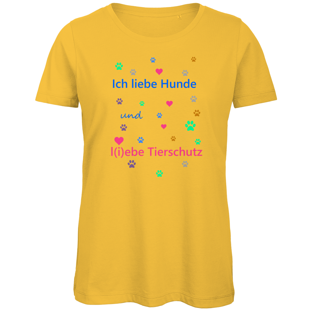 Damen Premium Bio T-Shirt mit Hundesign: "Ich l(i)ebe Tierschutz1"