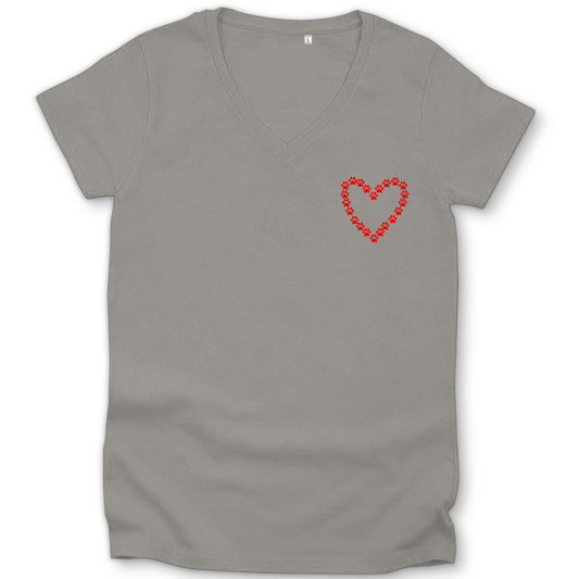 Damen Premium Bio V-Neck T-Shirt mit Hundedesign "HerzinHerzpfoten1"