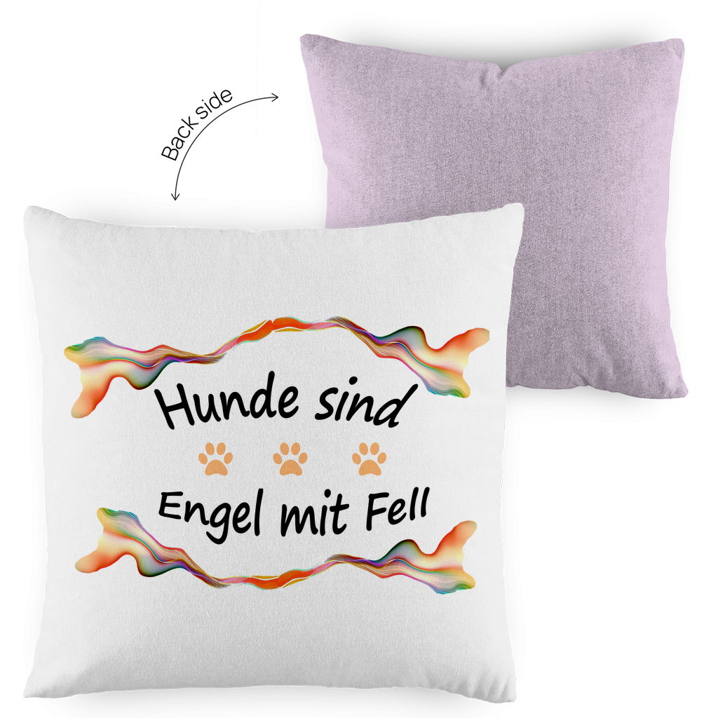 Kopfkissen zweifarbig "Fantasie - Engel mit Fell orange Pfoten"