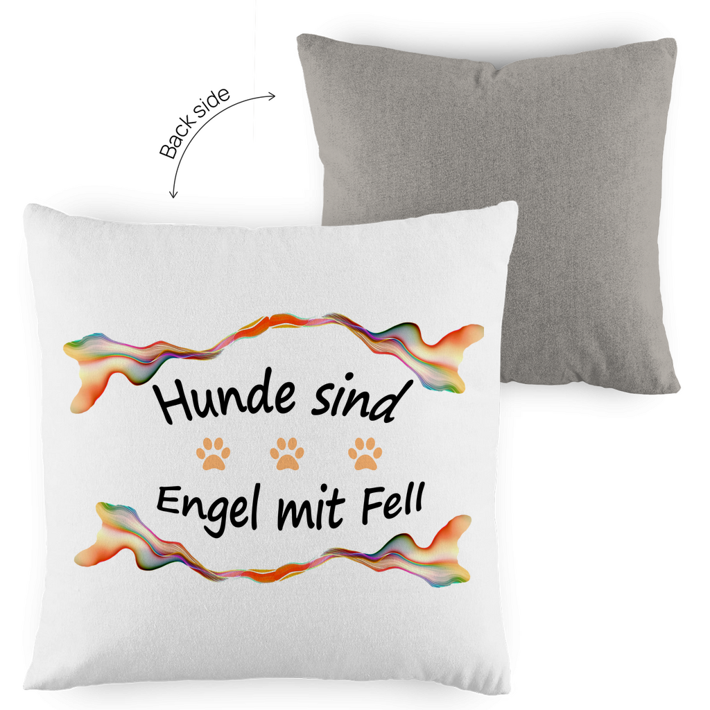 Kopfkissen zweifarbig "Fantasie - Engel mit Fell orange Pfoten"