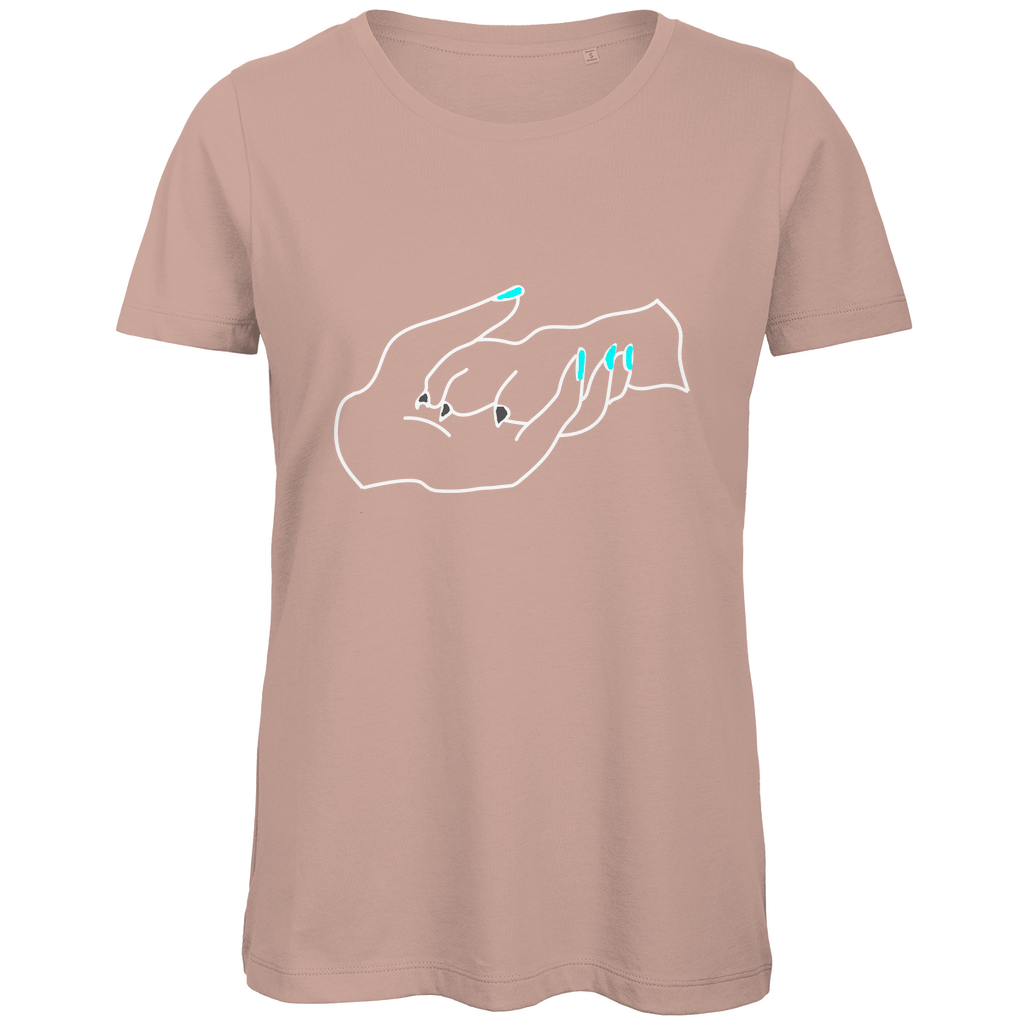 Damen Bio – Premium T-Shirt mit dem Hundedesign: „Handpfote türkis 1“