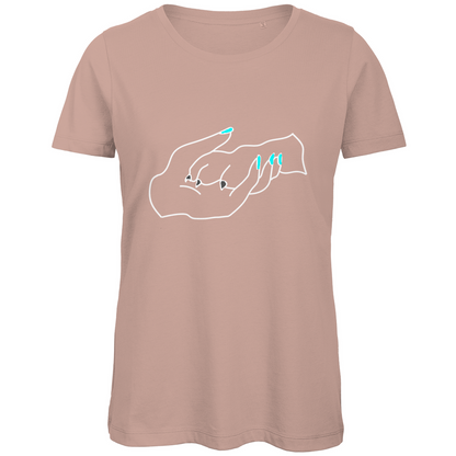 Damen Bio – Premium T-Shirt mit dem Hundedesign: „Handpfote türkis 1“