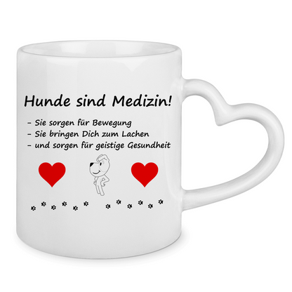 Herzhenkeltasse "Medizin mit Herz u. Pfoten 2"