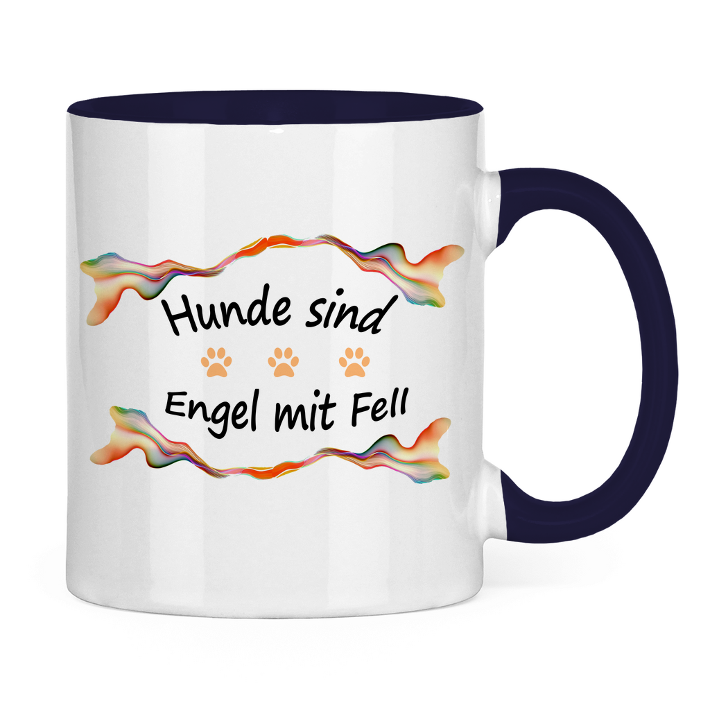 Tasse zweifarbig "Fantasie Engel mit Fell orange Pfoten"