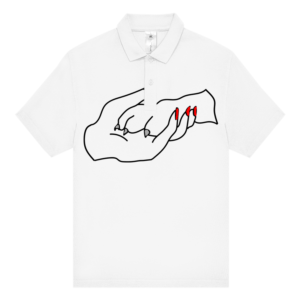 Unisex–Poloshirt mit Hundedesign: „Handpfoterotgrau 1“