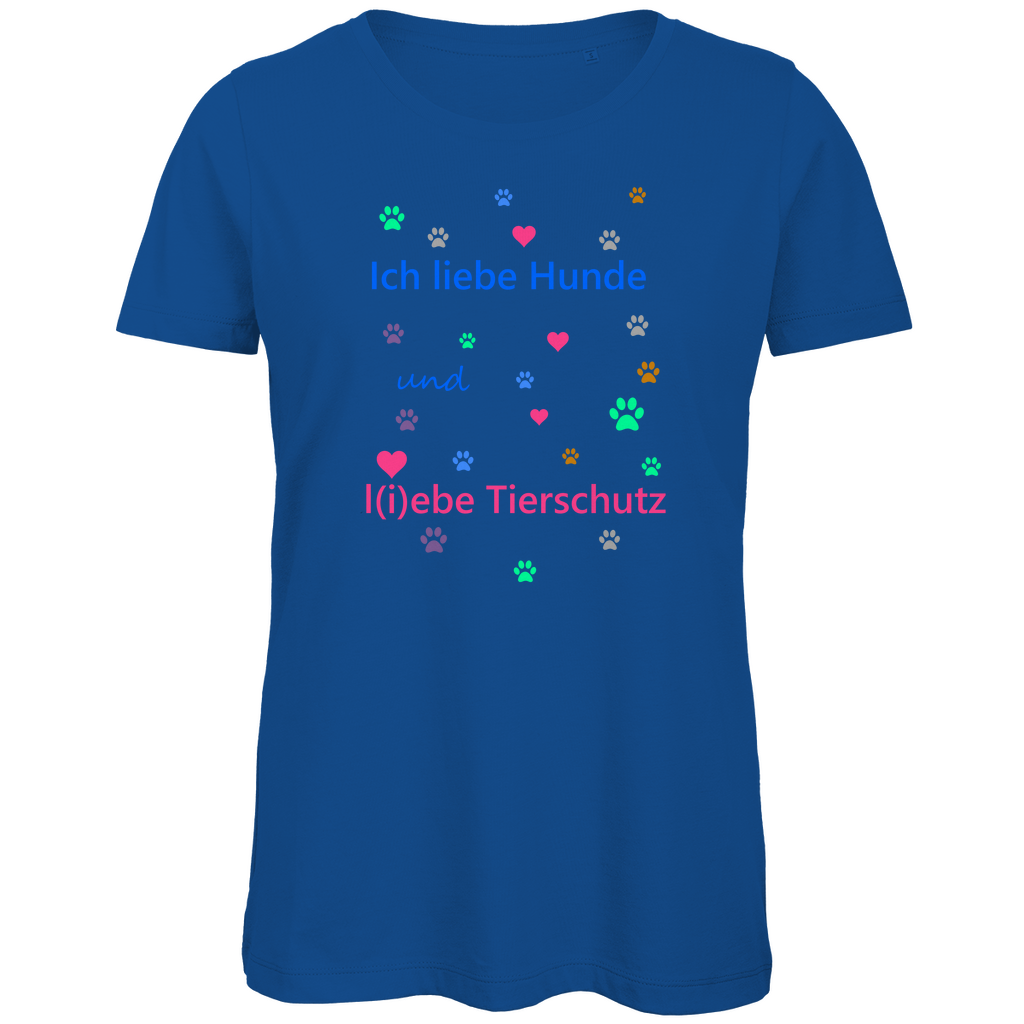 Damen Premium Bio T-Shirt mit Hundesign: "Ich l(i)ebe Tierschutz1"