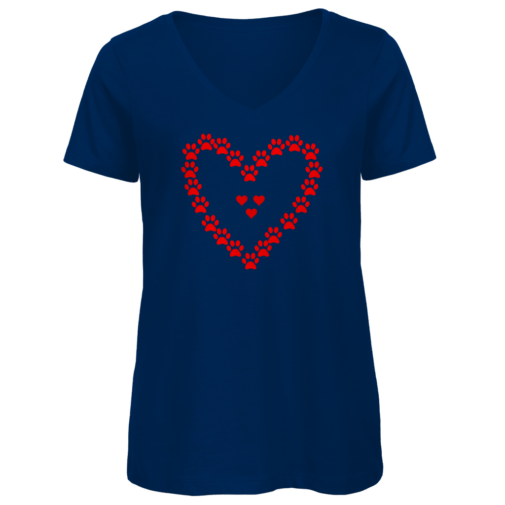 Damen Premium Bio V-Neck T-Shirt im Hundesign "HerzinHerzpfoten1"