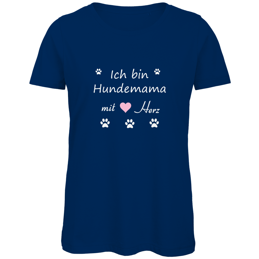 Damen Premium Bio T-Shirt mit dem Hundedesign "Hundemama rosa Herz"