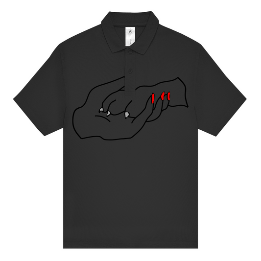 Unisex–Poloshirt mit Hundedesign: „Handpfoterotgrau 1“