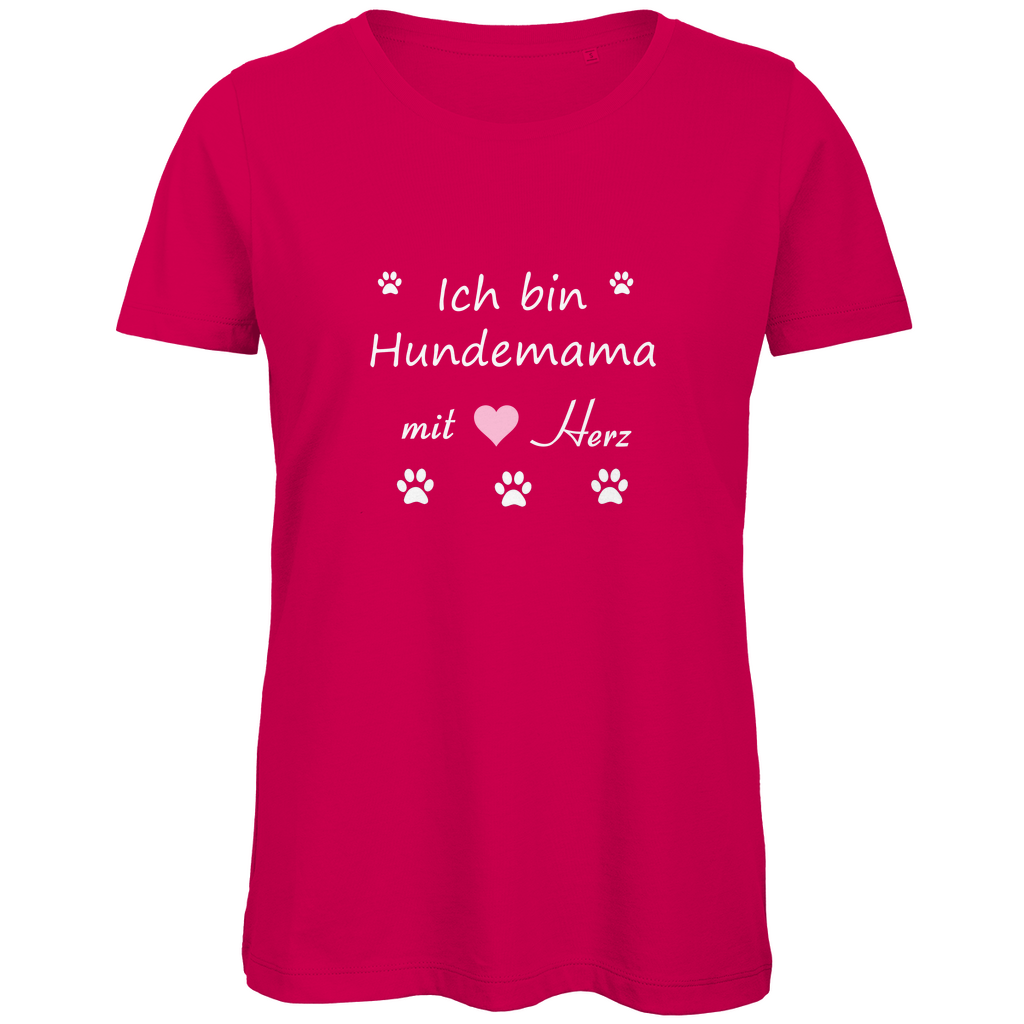 Damen Premium Bio T-Shirt mit dem Hundedesign "Hundemama rosa Herz"