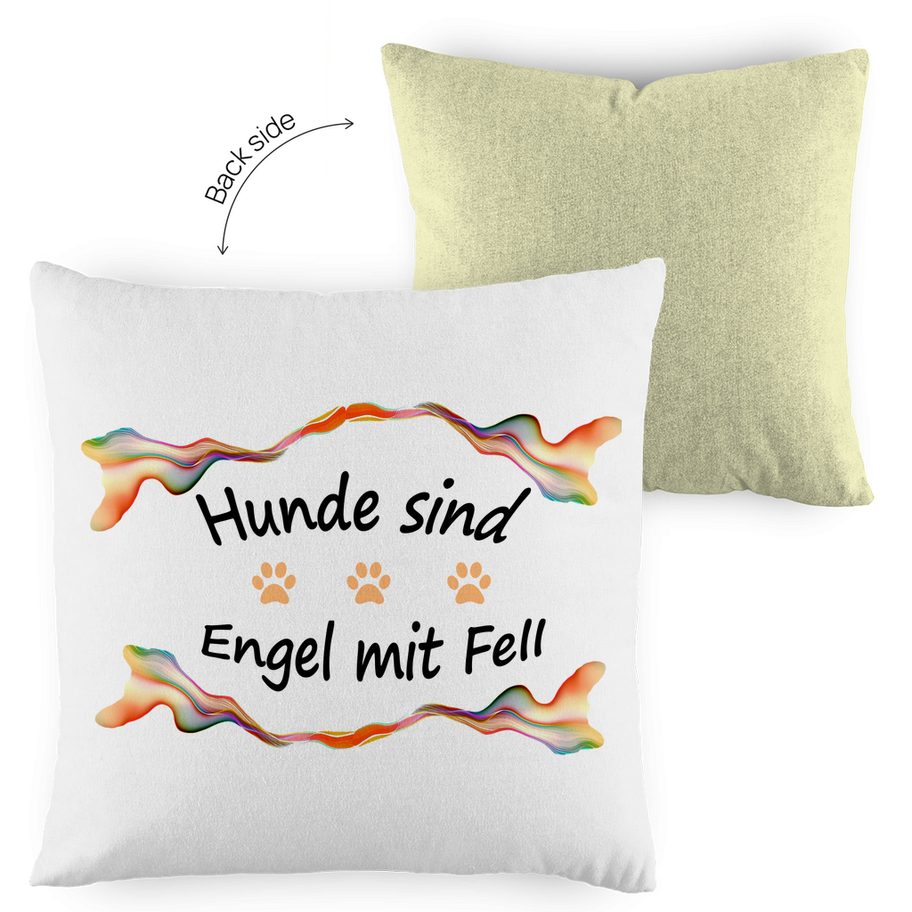 Kopfkissen zweifarbig "Fantasie - Engel mit Fell orange Pfoten"
