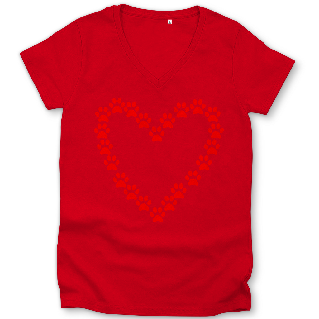 Damen Premium Bio V-Neck T-Shirt Herzpfoten2