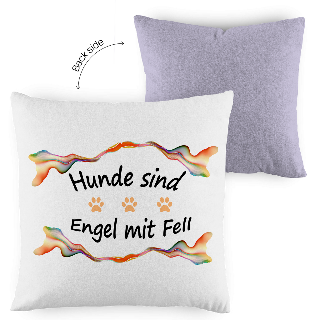 Kopfkissen zweifarbig "Fantasie - Engel mit Fell orange Pfoten"