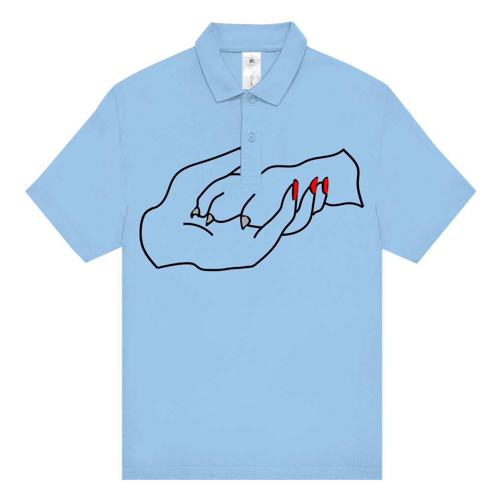 Unisex–Poloshirt mit Hundedesign: „Handpfoterotgrau 1“