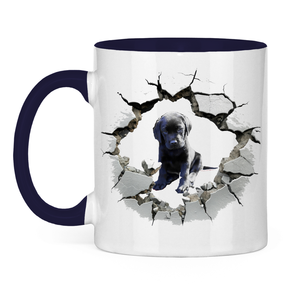 Tasse zweifarbig "Wanddurchbruch Welpe 1"