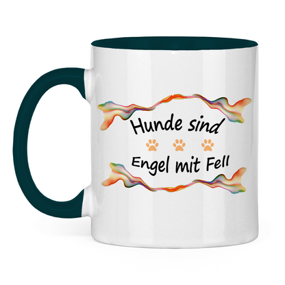 Tasse zweifarbig "Fantasie Engel mit Fell orange Pfoten"