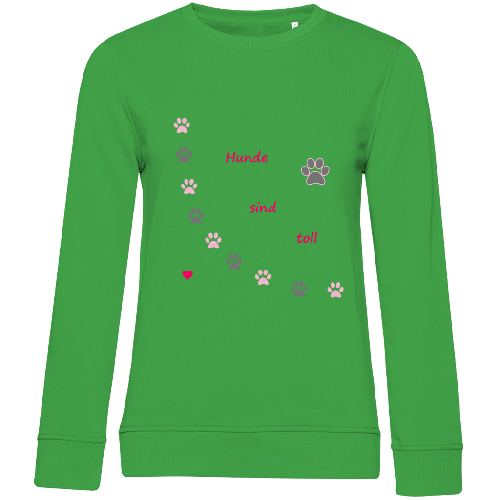 Damen Premium Bio Sweatshirt Pfotenhundherzrosagrau1