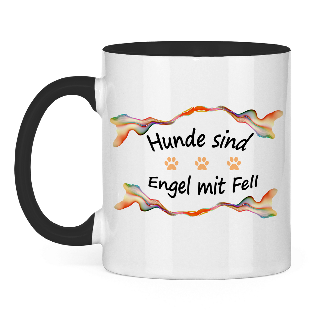 Tasse zweifarbig "Fantasie Engel mit Fell orange Pfoten"