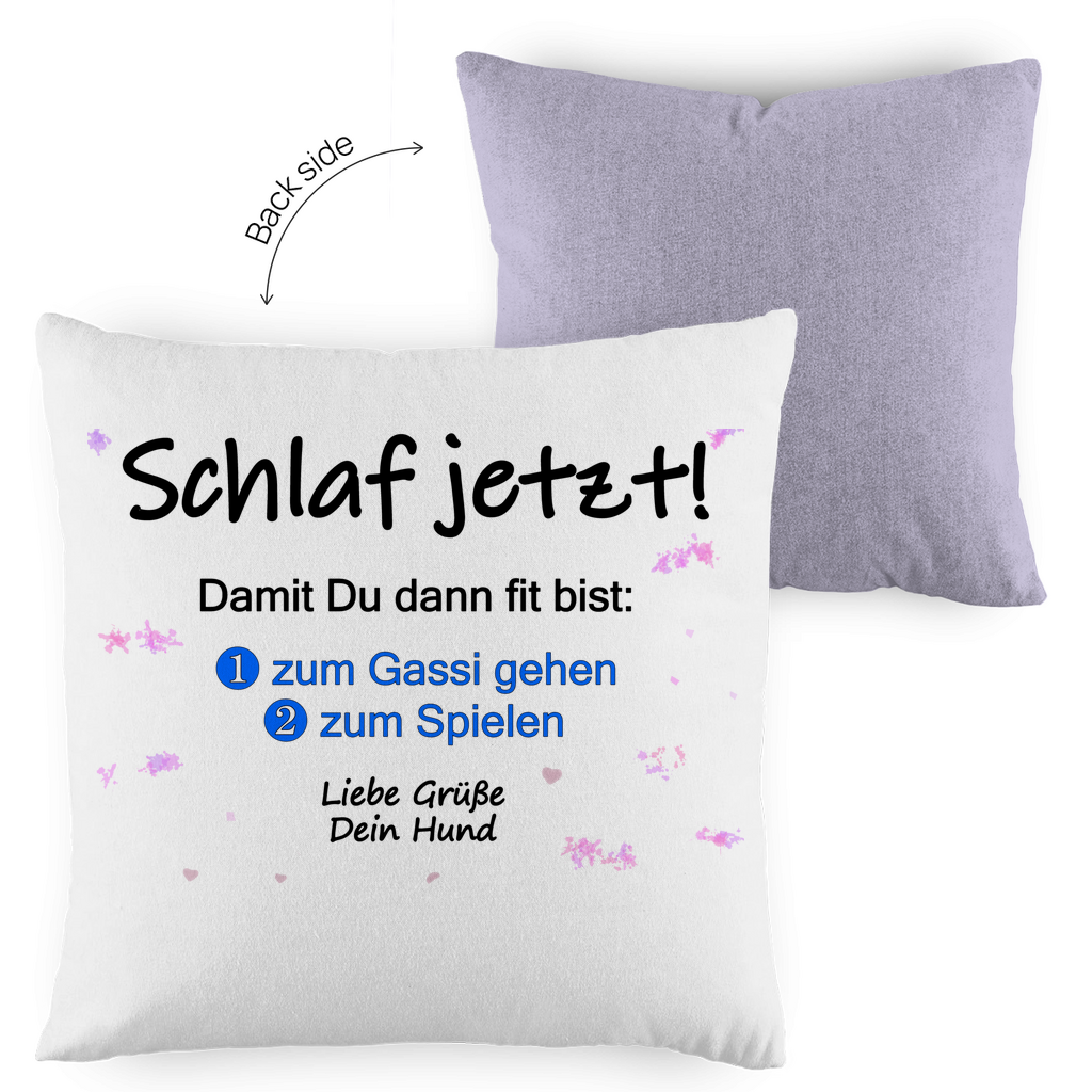 Kopfkissen zweifarbig mit "Schlaf jetzt“ - Design