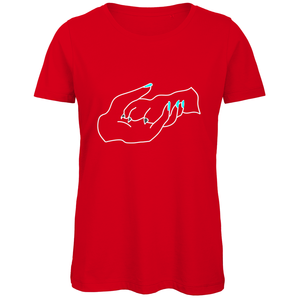 Damen Bio – Premium T-Shirt mit dem Hundedesign: „Handpfote türkis 1“
