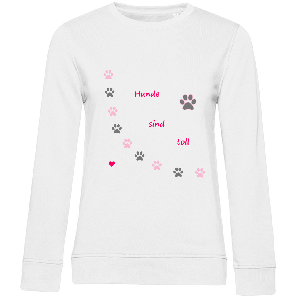 Damen Premium Bio Sweatshirt Pfotenhundherzrosagrau1