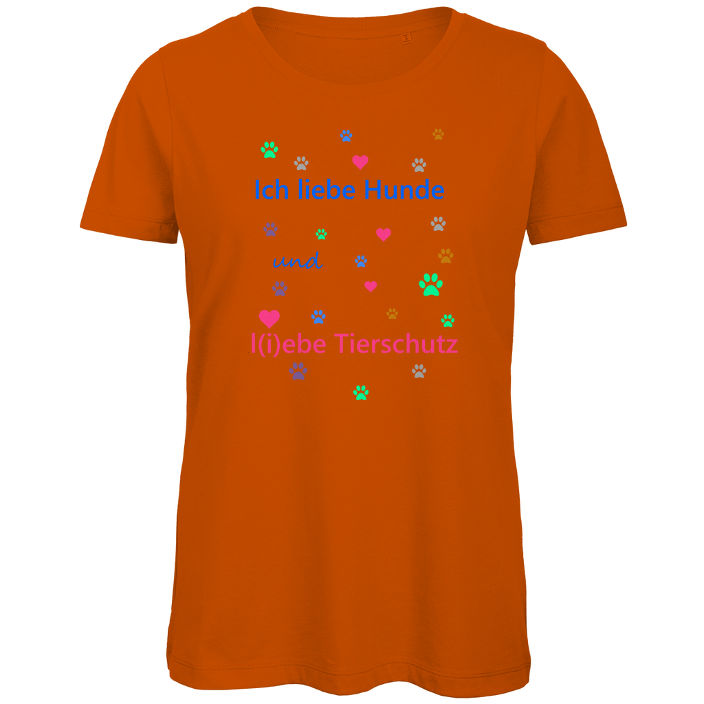 Damen Premium Bio T-Shirt mit Hundesign: "Ich l(i)ebe Tierschutz1"